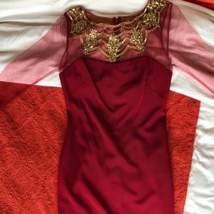 Marchesa Notte Embellished Neckline Cocktail Dress